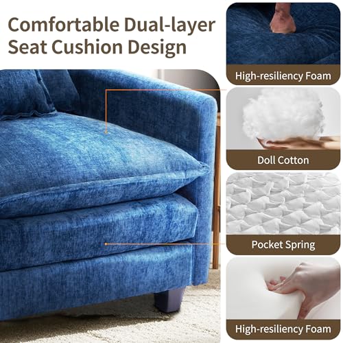 Chenille Lounge Chair with Ottoman, Beige W1064