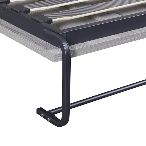 Murphy Bed Chest with Shelves, Foldable Wood Platform Bed Frame I45495
