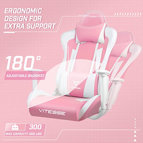 Gaming Chair High Back Ergonomic Racing Desk with Lumbar Support and Headrest, Purple Y569