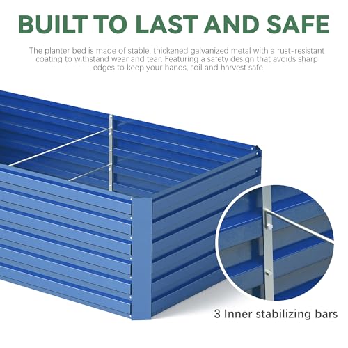 Galvanized Raised Garden Bed 8x4x2ft, Large Metal Planter Box for Vegetables, Flowers, Herbs J9369