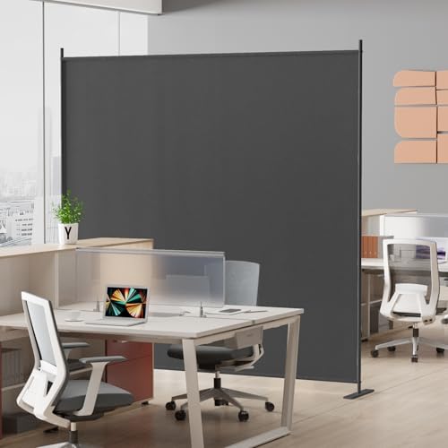 8-Panel 6 ft Tall Indoor Folding Room Divider, Portable Privacy Screen, Freestanding Partition, Dark Grey K442