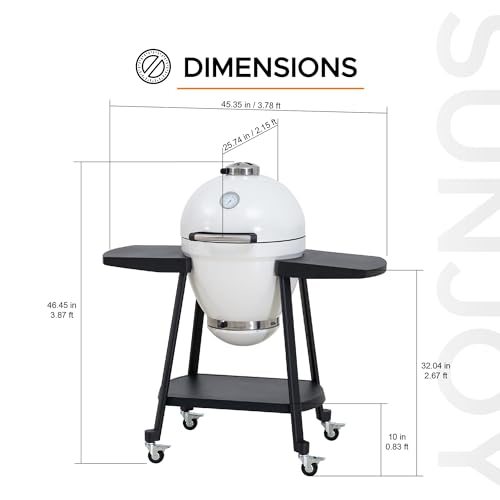 Charcoal Kamado Grill with Pizza Stone and Wheels Q84418