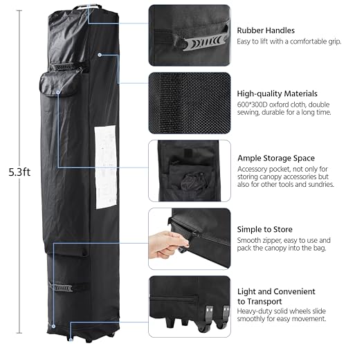 Heavy Duty Pop Up Canopy Tent 10x20 with Wheeled Carry Bag, White X6840