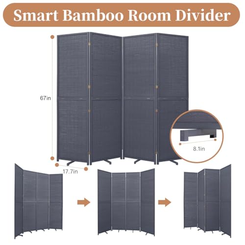 Bamboo Room Divider Folding Privacy Screen 4 Panel Freestanding F401