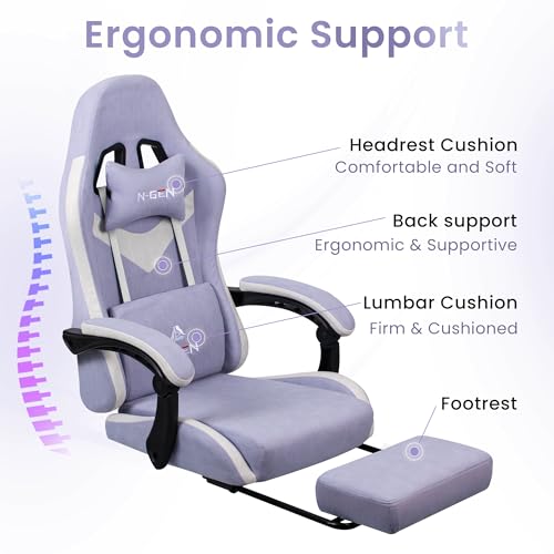 Gaming Chair with Footrest Lumbar Support High Back Recliner Ergonomic Leather Q8605