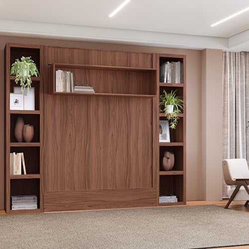 Queen Murphy Wall Bed with Two Bookshelves Y365306