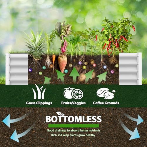 Galvanized Raised Garden Bed Oval Metal Planter Box for Vegetables Flowers A9593
