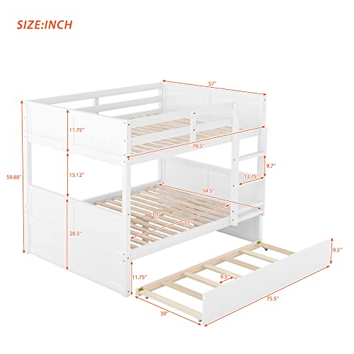 Twin Over Full Bunk Bed with Slide and Stairs for Kids E212