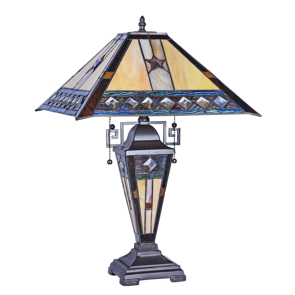 Tiffany-Style Double Lit Table Lamp 16" Wide K963