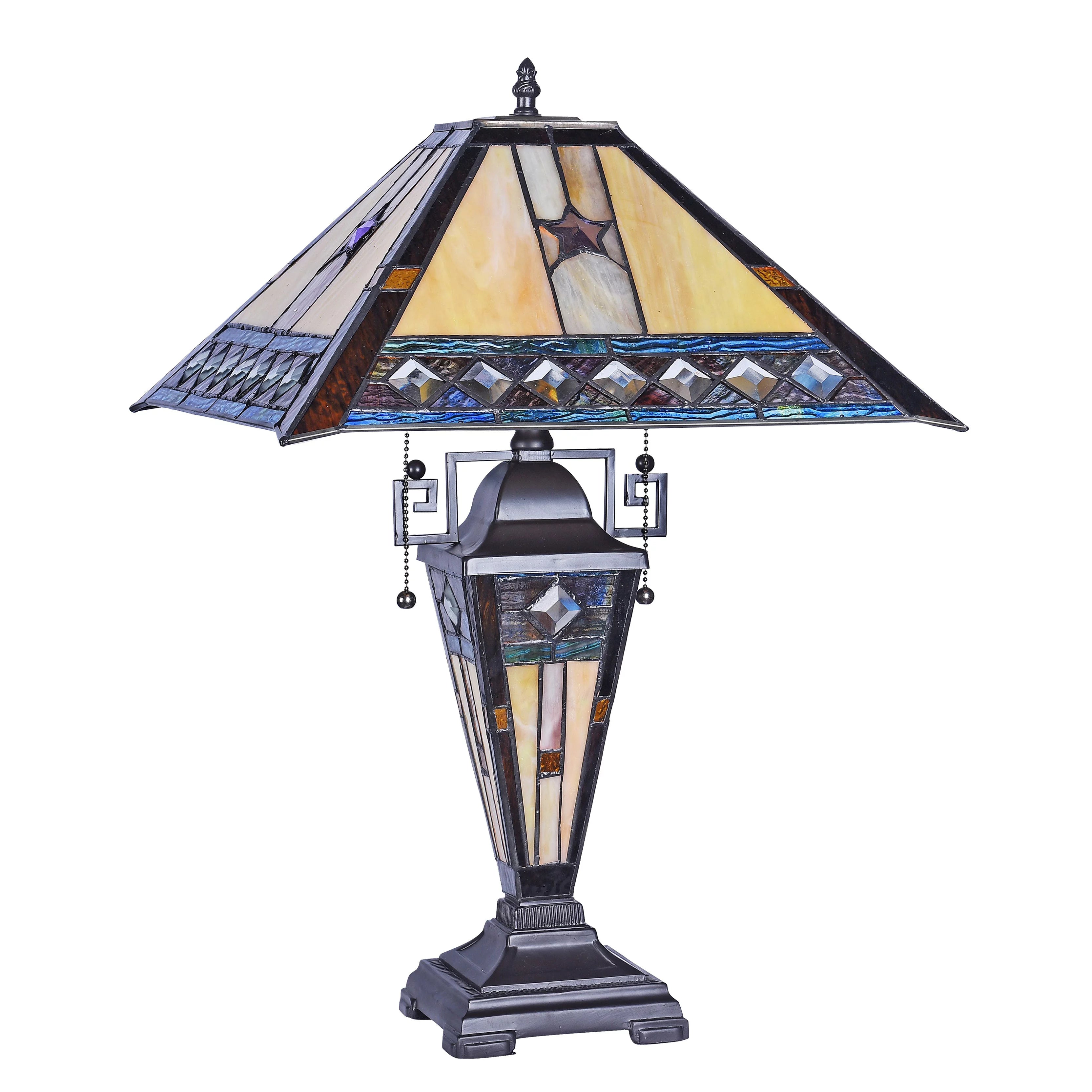 Tiffany-Style Double Lit Table Lamp 16" Wide K963