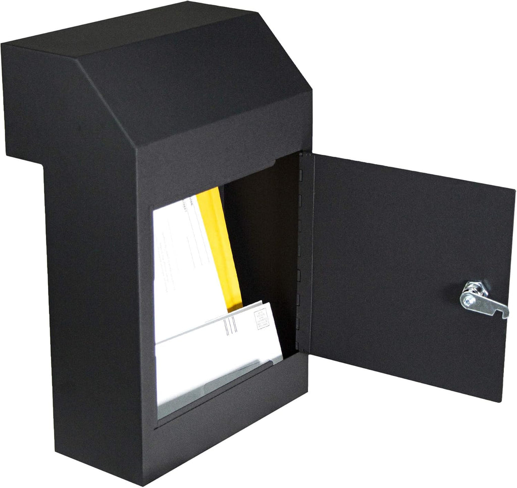 Door Drop Box for Mail, Rent, Deposit, and Night Key - Locking Steel Mailbox with Rear Access O3606