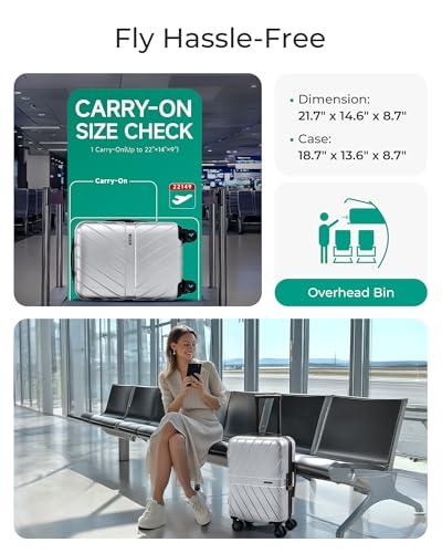 Carry On Luggage 22x14x9 with TSA Lock, Hardside Spinner Suitcase 20 inch Black P3277