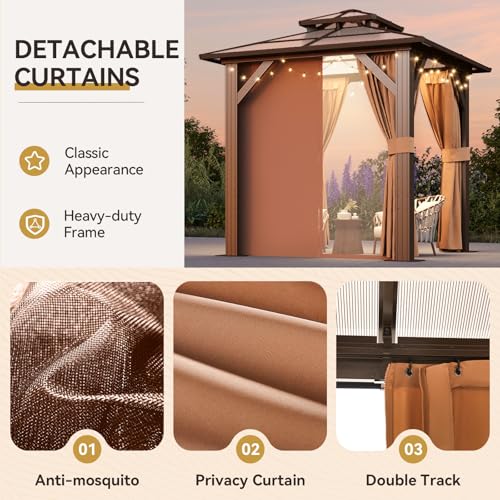 12x16 Hardtop Gazebo with Netting and Curtains, Aluminum Frame, Polycarbonate Roof N71921