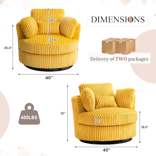 Swivel Barrel Chair with Ottoman for Living Room Bedroom, White W553228