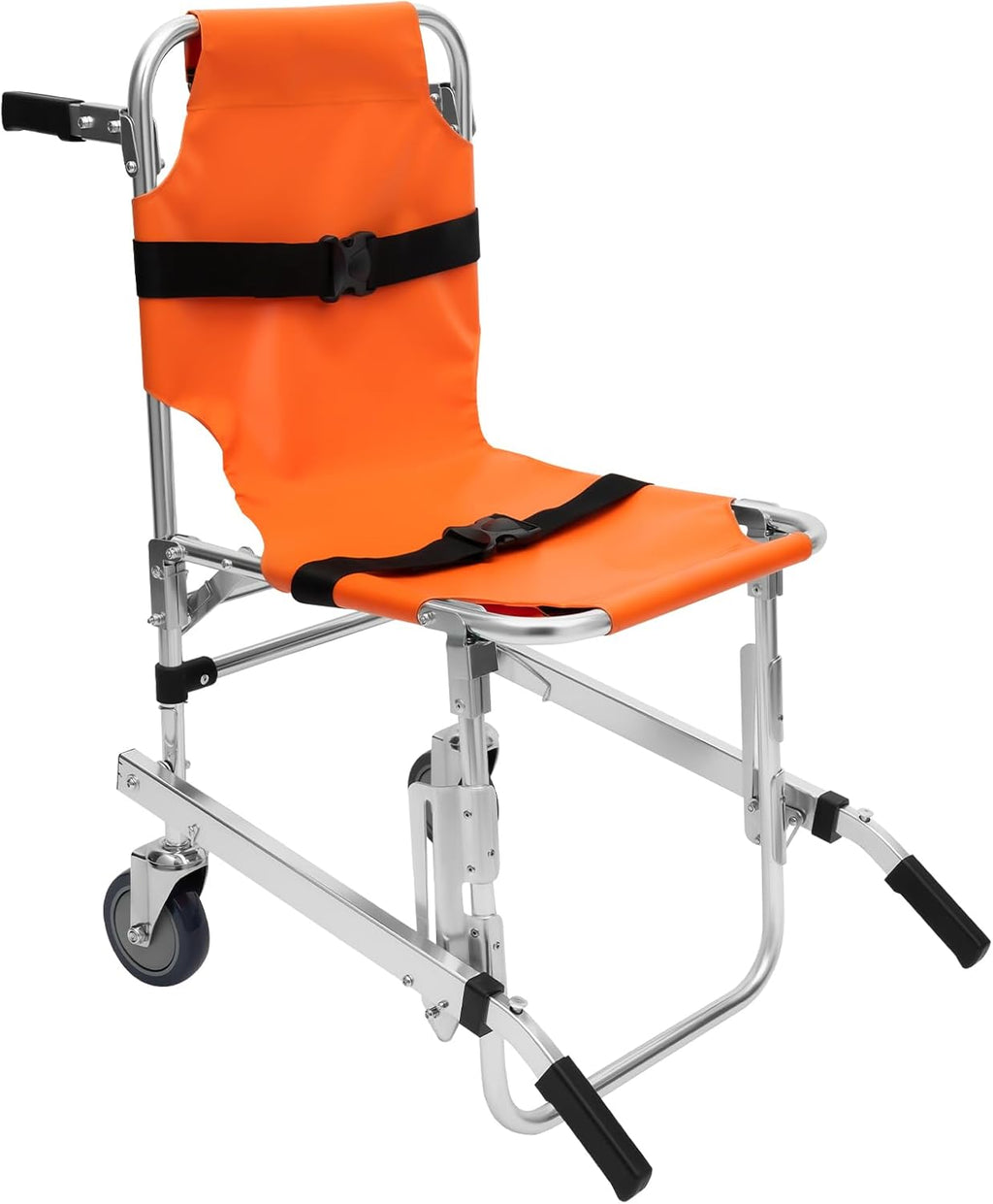 Stair Chair 2-Wheel Orange Transfer Stair Chair Up to 350lbs Foldable Transport Wheelchair for Hospitals, Emergency Centers, Fire Centers