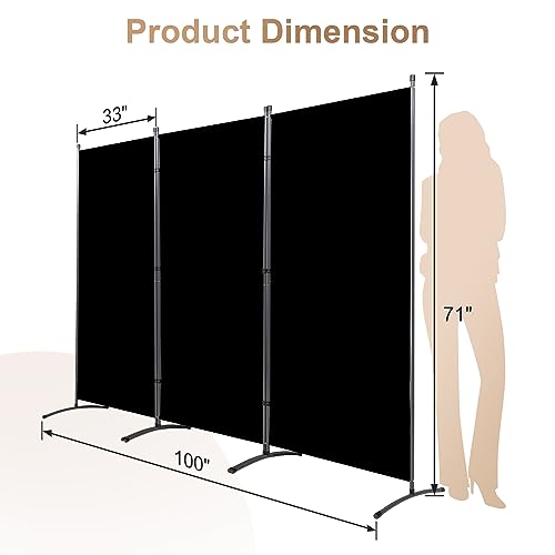 4 Panel Folding Room Divider Privacy Screen with Steel Frame P539789