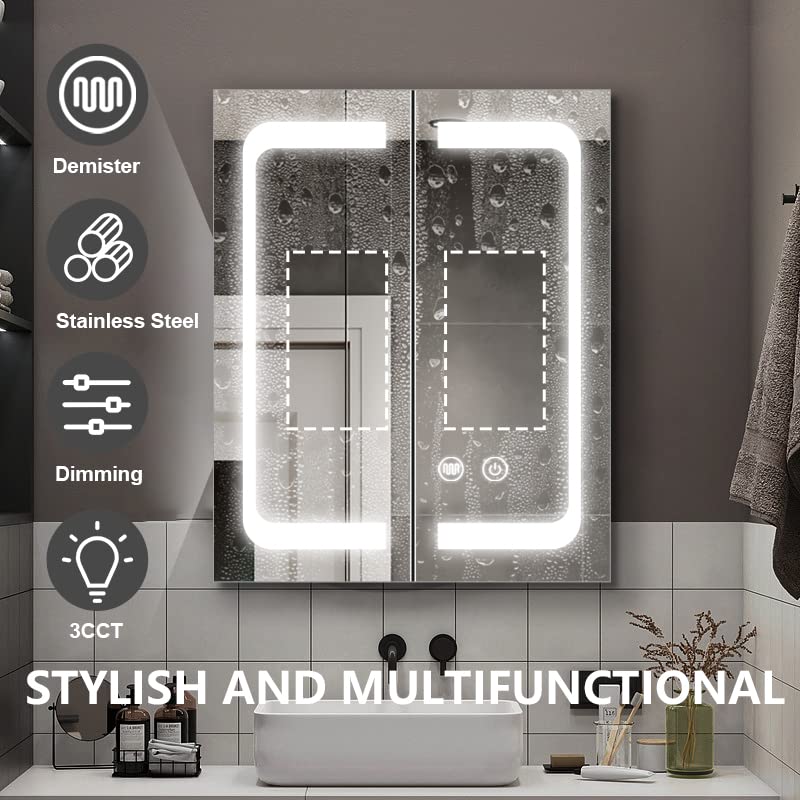 Illuminated LED Bathroom Medicine Cabinet with Touch Switches X2229