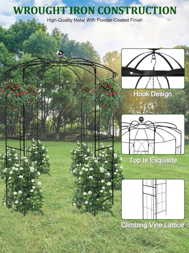 Garden Arch for Climbing Plants, Heavy Duty Metal Trellis R7821