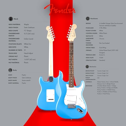 Stratocaster Electric Guitar Bundle with Amplifier, Gig Bag, Strap, Cable, Picks, and DVD S5583