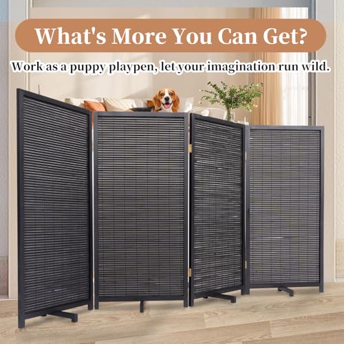 Bamboo Room Divider Folding Privacy Screen 4 Panel Freestanding F401