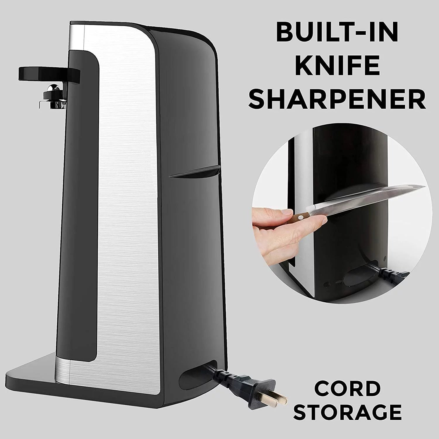 Electric Can Opener with Knife Sharpener and Bottle Opener J91817