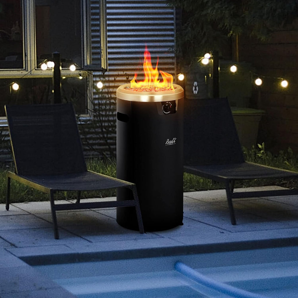 15 inch Round Gas Fire Pit with Blue Fire Glass for Patio F5289