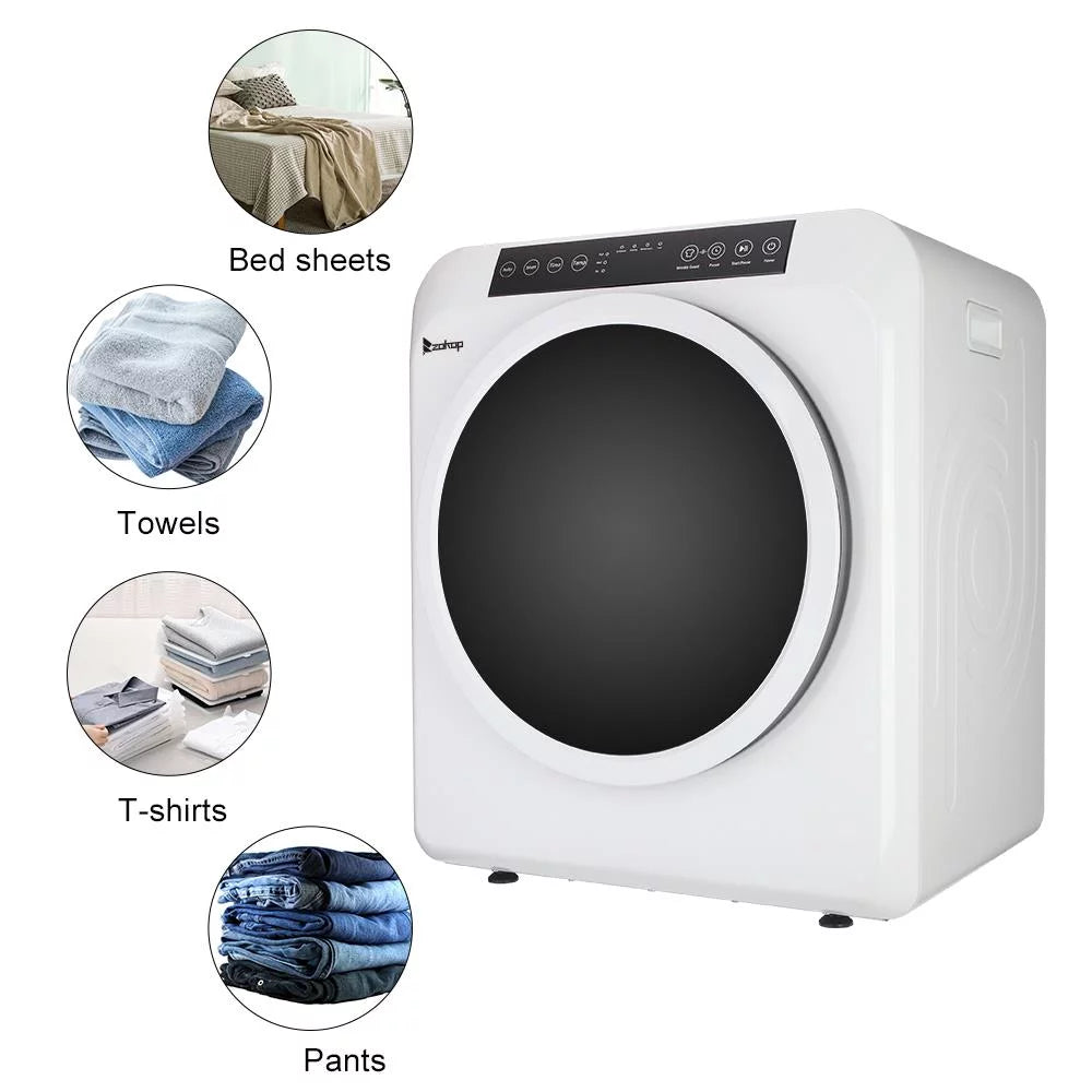 Compact Electric Clothes Dryer 13lbs Capacity Stainless Steel, White F4469