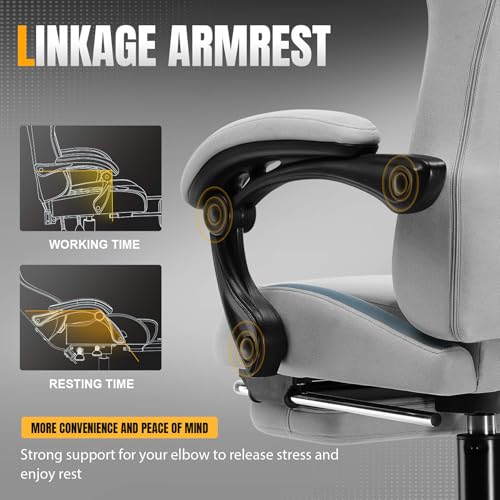 Gaming Chair Ergonomic Office Chair with Foot Rest, Breathable Fabric Computer Chair with Headrest and Lumbar Support V504535