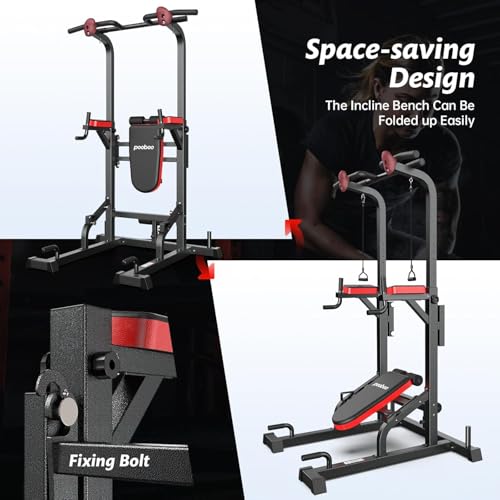 Power Tower Dip Station Pull Up Bar with Supine Board X697