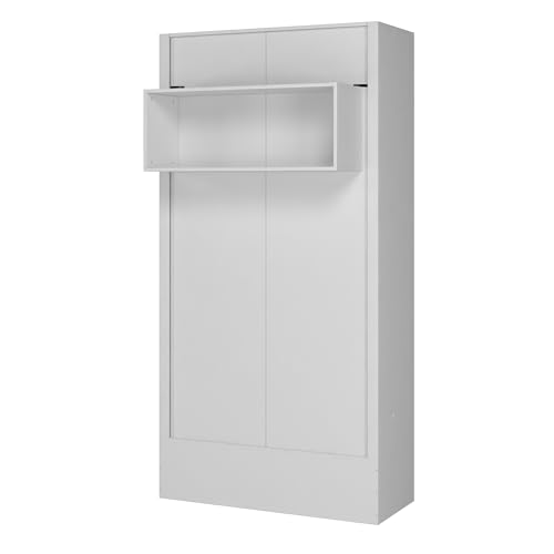 Full Murphy Wall Bed in White with Shelf O67975