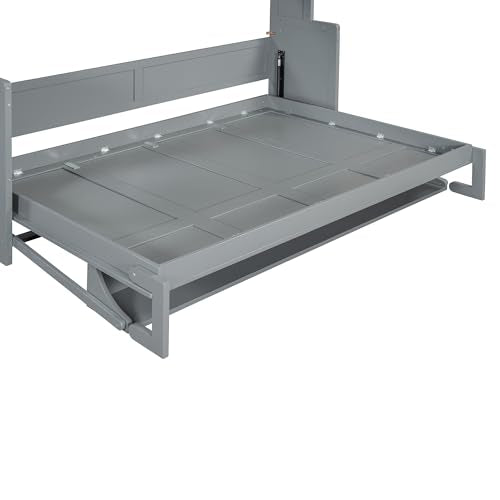 Queen Size Murphy Bed with Cabinet and LED Lights P178570