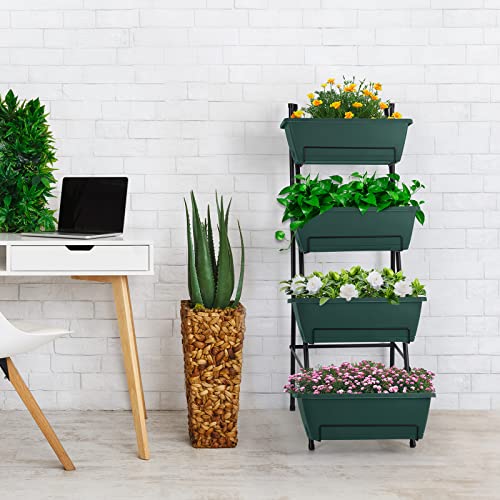 Raised Garden Bed 4 Tier Vertical Planter with Legs for Indoor Outdoor Use V653