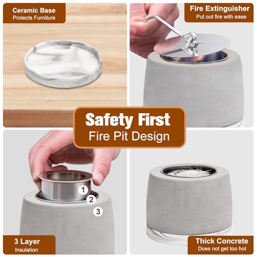 Concrete Tabletop Fire Pit Bowl with Extinguisher H8584