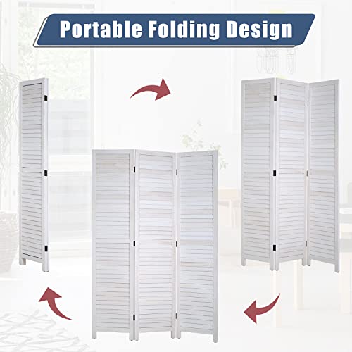 6 Panel Wood Room Divider Freestanding White 5.57 FT S6393