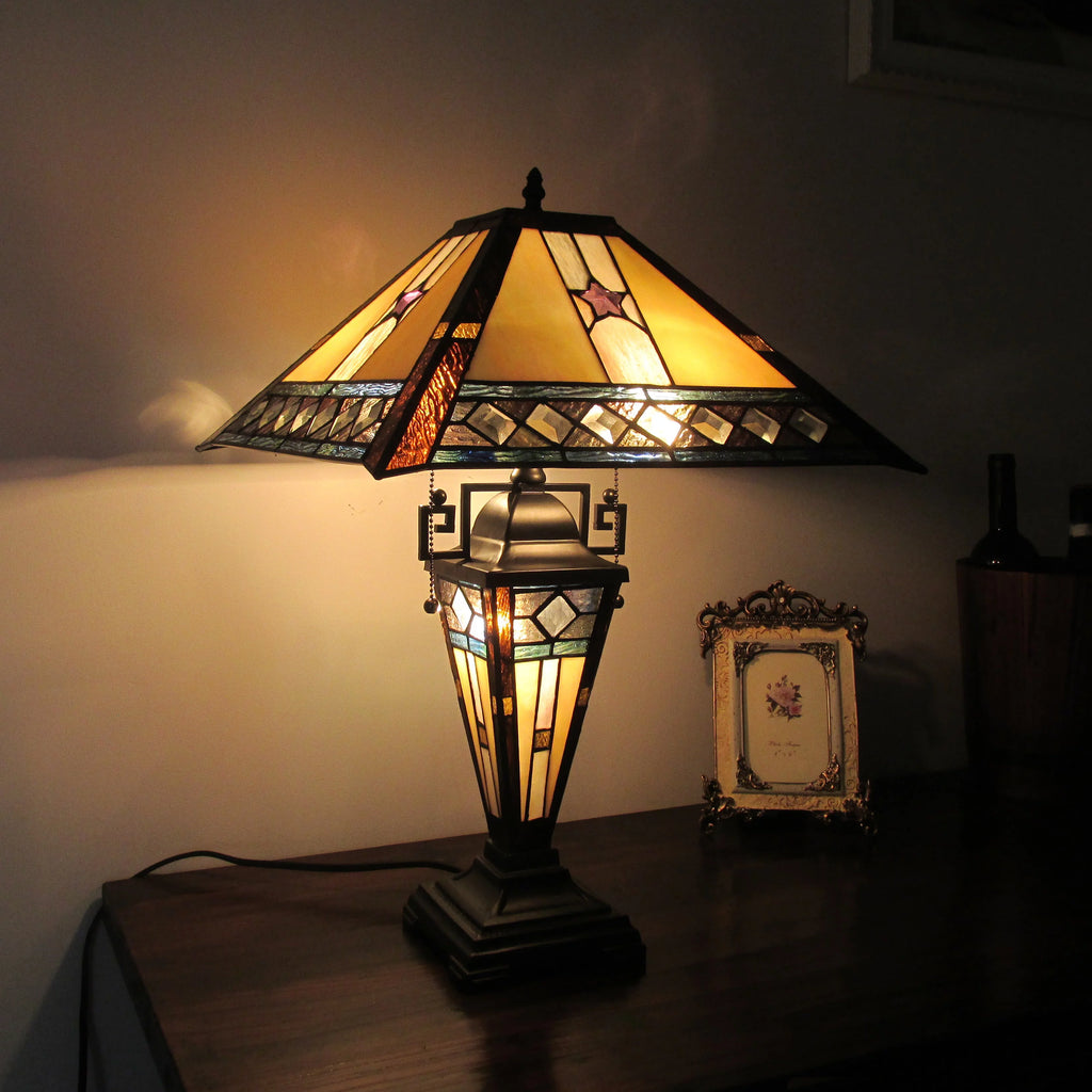 Tiffany-Style Double Lit Table Lamp 16" Wide K963