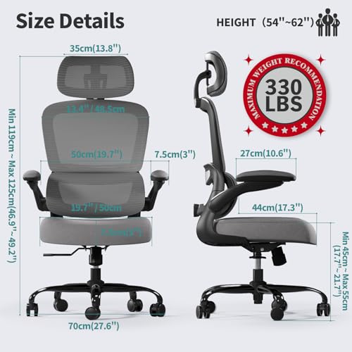 Ergonomic Mesh Office Chair with Wheels, High Back, 330 LBS Capacity C667113