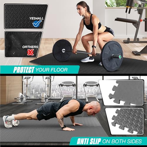 Puzzle Exercise Mat for Home Gym, EVA Interlocking Foam Floor Tiles with Border I79139