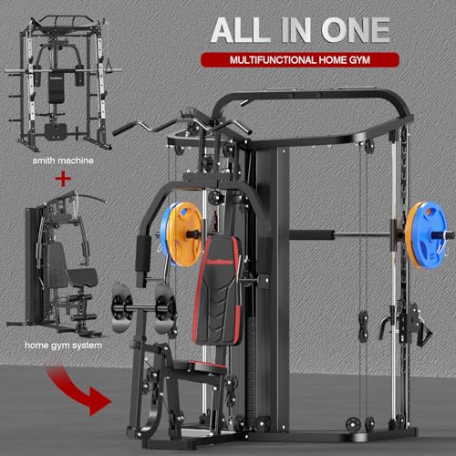 Multifunction Home Gym System with 138LB Weight Stack Y562012