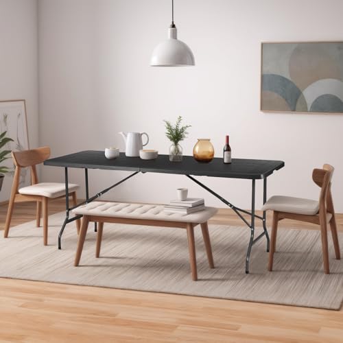 Portable 4 Foot Plastic Folding Table, Indoor Outdoor Heavy Duty, White R80992