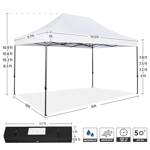 Heavy Duty Pop Up Canopy Tent 10x20 with Wheeled Carry Bag, White X6840