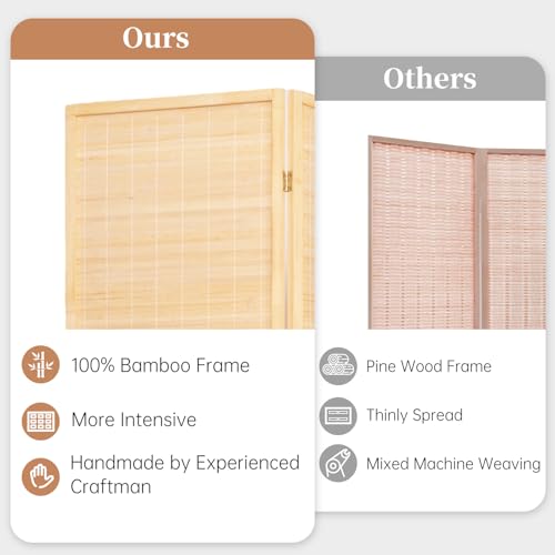 Bamboo Room Divider Folding Privacy Screen 4 Panel Freestanding F401