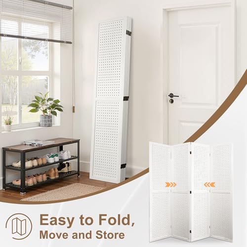 6 Panel Wooden Room Divider with Shelves B102027