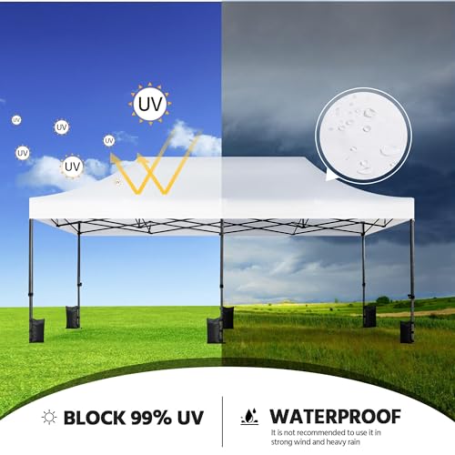 Heavy Duty Pop Up Canopy Tent 10x20 with Wheeled Carry Bag, White X6840