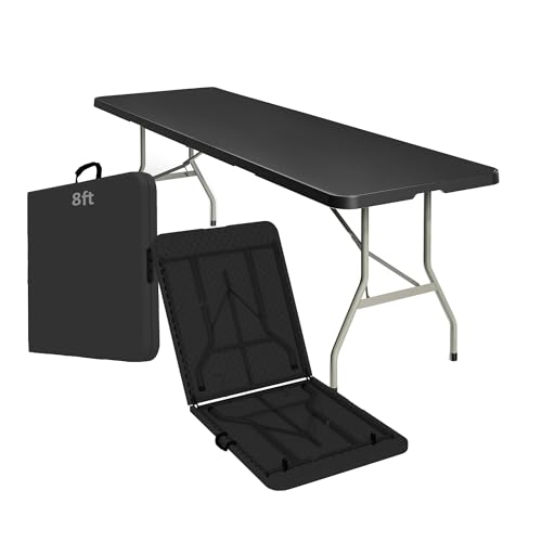 6ft Heavy Duty Portable Folding Table - Plastic Dining Table Indoor/Outdoor White Plastic Table for Parties, BBQs, and Camping