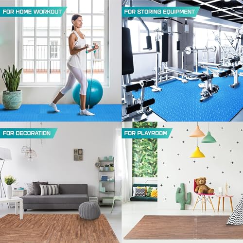 Puzzle Exercise Mat for Home Gym, EVA Interlocking Foam Floor Tiles with Border I79139
