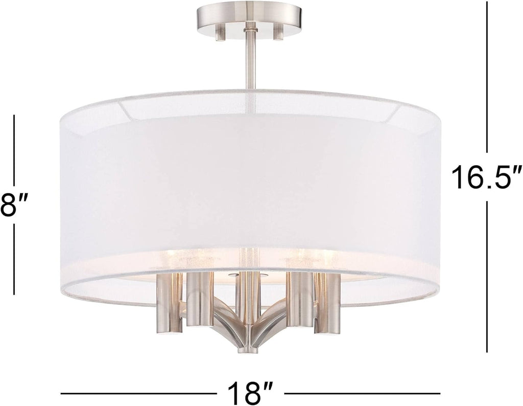 Semi Flush Mount Ceiling Light 18" Wide 5-Light Brushed Nickel Z71458