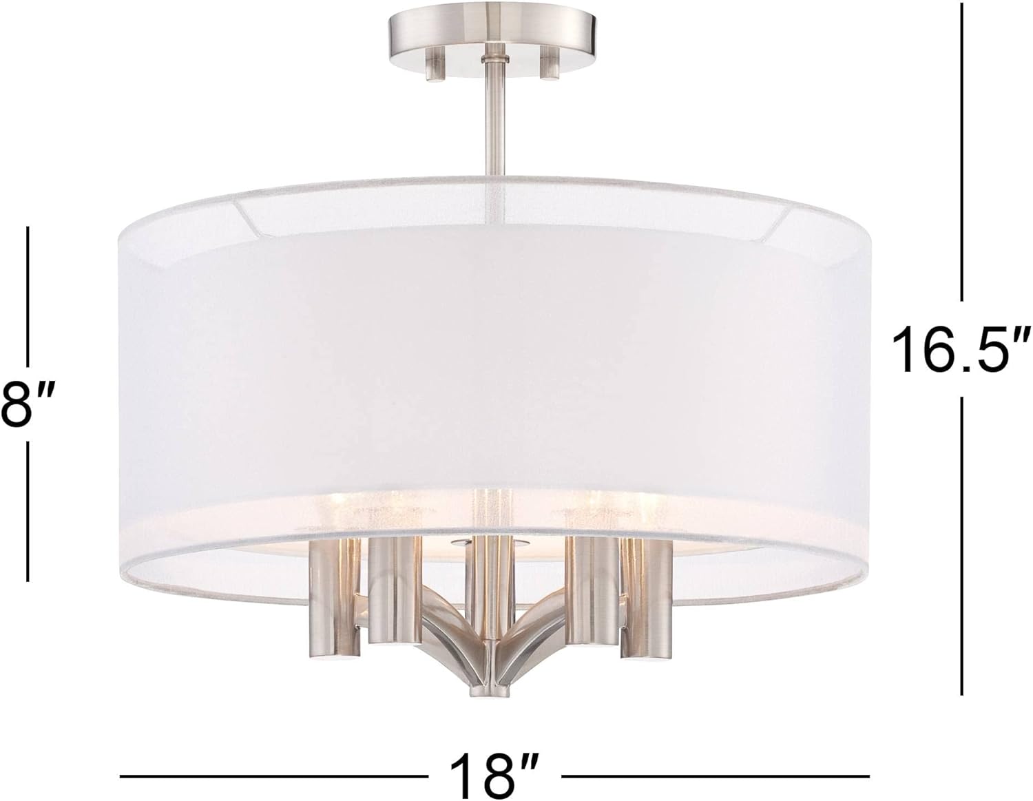 Semi Flush Mount Ceiling Light 18" Wide 5-Light Brushed Nickel Z71458