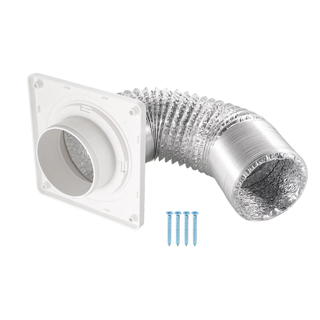Dryer Vent Wall Plate Adapter with Hose, 4 Inch, White F40700