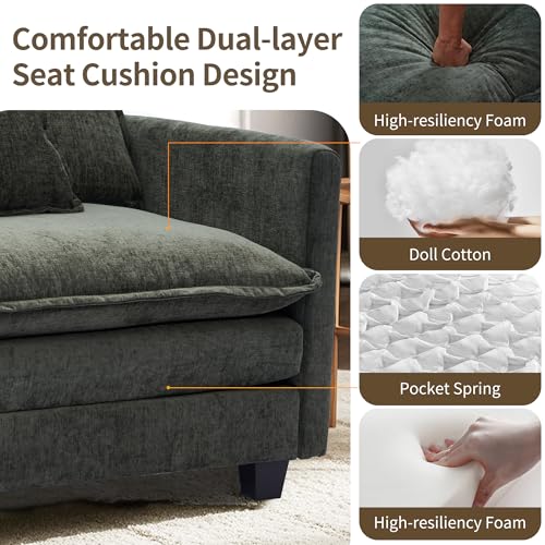Chenille Lounge Chair with Ottoman, Beige W1064