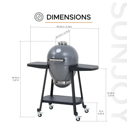 Charcoal Kamado Grill with Pizza Stone and Wheels Q84418